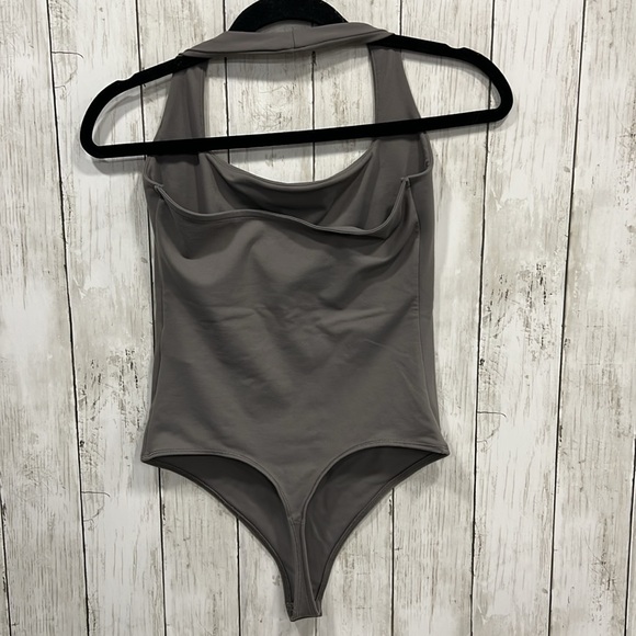 Abercrombie & Fitch Halter Neck Bodysuit Soft Collection Size Small Grey - Picture 3 of 7